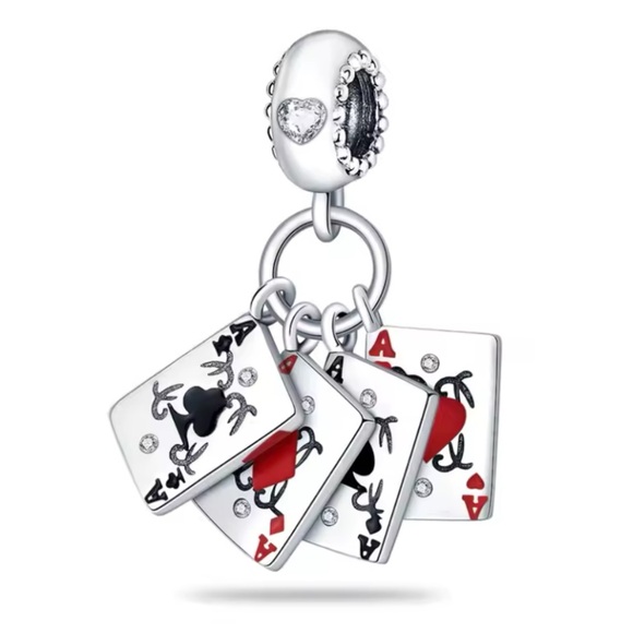 NWOT Playing Card Dangle Charm Sterling Silver 925 - Picture 1 of 11